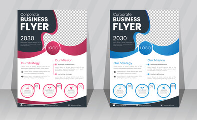 Modern company business flyer design a4 vector template, corporate marketing agency abstract poster or brochure cover page bundle with attractive color, leaflet or catalog report