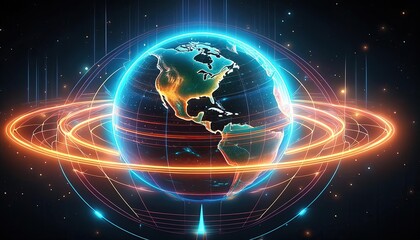 Obraz premium Earth magnetic field images, Magnetic field wallpaper, glowing magnetic graph on black background, 