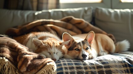 Pets in cozy, stylish home environments.