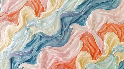 Obraz premium A close-up image of multi-colored fabric featuring a repeating wave pattern