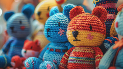 Neatly Arranged Colorful Stuffed Animals