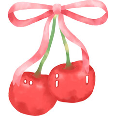 cherries with ribbon bow