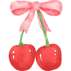 cherries with ribbon bow