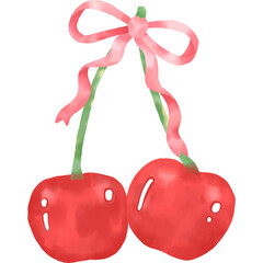 cherries with ribbon bow