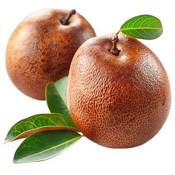 Detailed cutout of sapodilla fruits isolated 