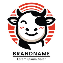 Creative cow mascot logo with a friendly and playful design