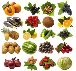 Collection of fruits and vegetables isolated