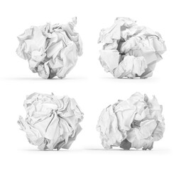 Obraz premium set crumpled into a ball of paper on an isolated white background