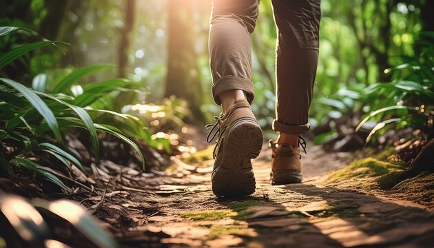 imagen de pies de persona caminando en la selva 2