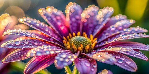 closeup macro shot of morning dewy flower