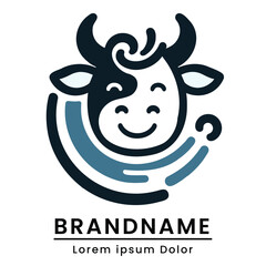 Cute cow mascot logo with playful and friendly design