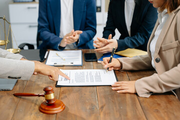 Business team and Male lawyer or judge consult having team meeting with client, Law and Legal...