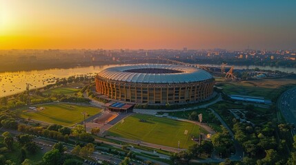 Marvel at the grandeur of the stadium, its architectural prowess a testament to sporting glory