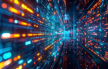 Fototapeta premium Development frameworks, holographic coding environment, futuristic software architecture, advanced development tools,