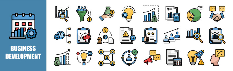 Business Development icon set for design elements,strategy, technology, teamwork, concept, team