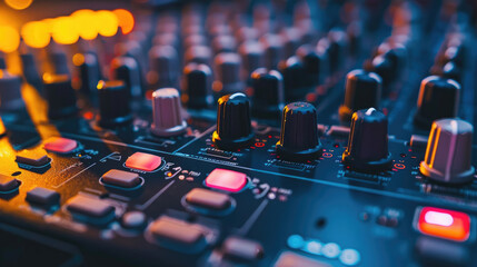 Modern Sound System Controller in Close-up View