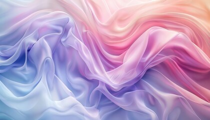Obraz premium Ethereal Fabric Waves Flowing in Graceful Pastel Harmony, Digital Art Beauty, Copy Space
