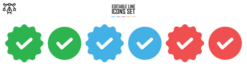 Verified badge icon tick symbol vector approved check mark icon. Blue green checkmark icons - Certificate badge Quality certify icon © Ilchenko Oleg