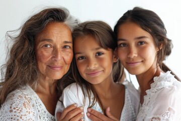 Fototapeta premium three generations of women standing together granddaughter with mother and grandmother. ai generative