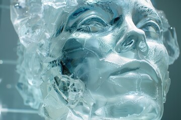 frozen human encapsulated in ice, representing the concept of cryonics and the preservation of life. ai generative