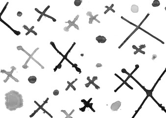 黒の手描きバツ印と丸模様のテクスチャ背景