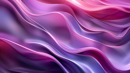 Obraz premium Abstract purple and pink background with smooth wavy lines, creating an elegant wallpaper design. The image features glossy and shiny textures that give it depth and three-dimensionality. It's