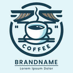 Coffee shop logo featuring a steaming cup