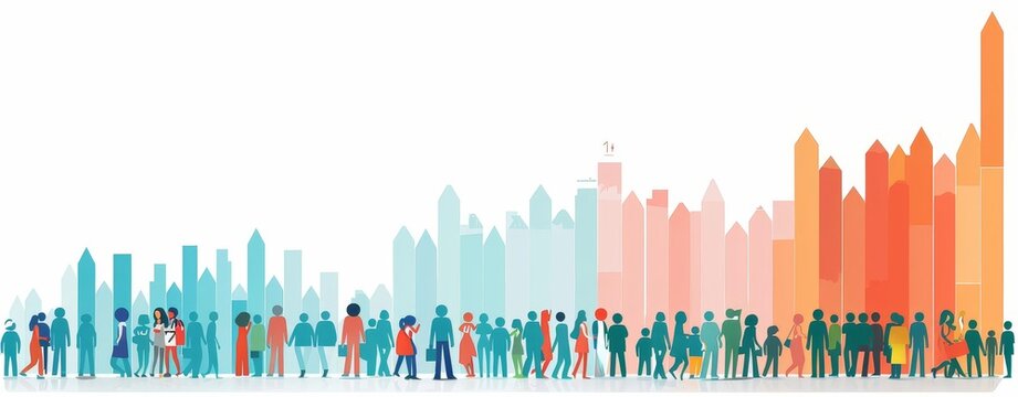 World Population Day: An illustration of a growing population chart, background