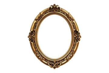 Antique gold frame isolated on transparent background