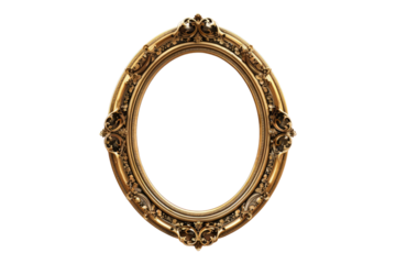 Antique gold frame isolated on transparent background