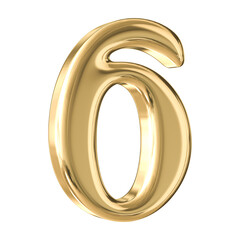 Gold 3D Number 6
