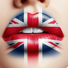 Deep red lips and flag colors