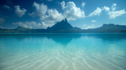 Fototapeta premium South Pacific Paradise: Idyllic Matira Beach in Bora Bora Awaits