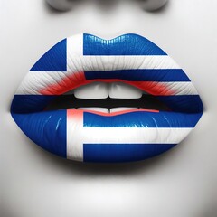 Deep red lips and flag colors