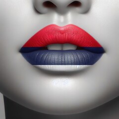 Deep red lips and flag colors