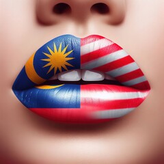 Deep red lips and flag colors