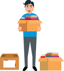 People Bring Boxes of Clothes To Donate