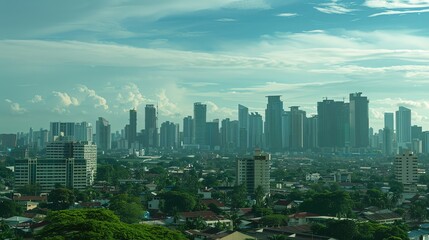 Obraz premium The city features tall buildings