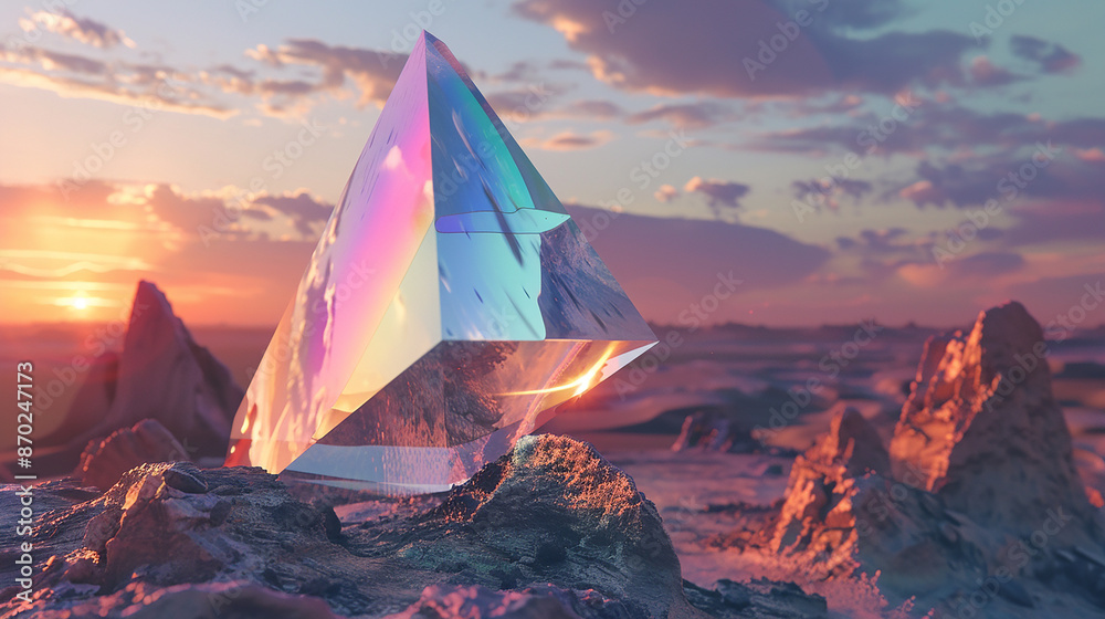 Sticker prism echo mockup futuristic design