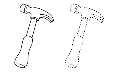 hammer / cartoon vector and illustration, black and white, hand drawn, sketch style, isolated on white background. doted