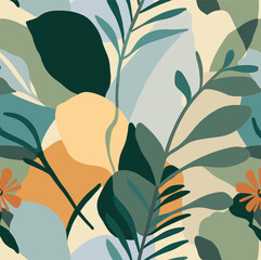 Abstract bright green leaf seamless pattern vector Exotic plant.