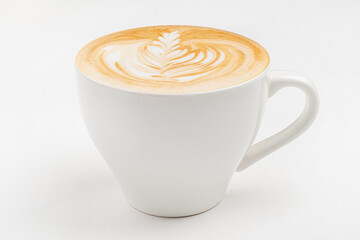 cup of cappuccino on the white