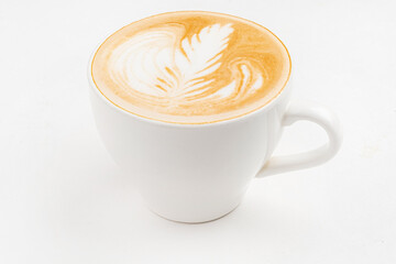 cup of cappuccino on the white