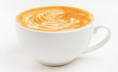 cup of cappuccino on the white