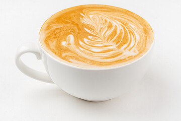 cup of cappuccino on the white