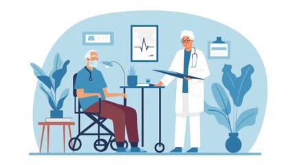 Nurse assistance support and help senior patient at home and clinic for physical therapy, Ai generated for Ads