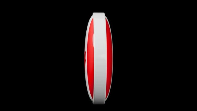 Canada. Canadian Circle flag icon simple looped animation. Transparent backgound. 3d rendered movie with alpha channel. Round shape. 	