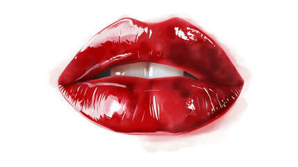 A red lip with a white background