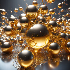 Molecule and golden liquid bubble