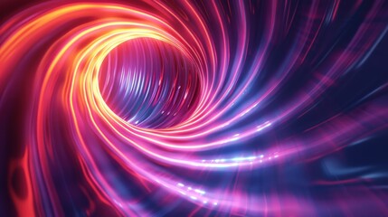 Obraz premium A mesmerizing 3D background with a swirling vortex effect that draws the viewer's eye into the center, creating a powerful illusion of depth. The dynamic lines and vibrant colors create a sense of